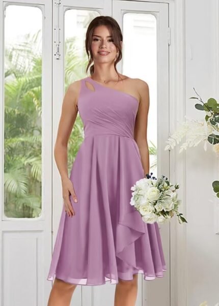 One Shoulder Short Bridesmaid … One Shoulder Short Bridesmaid …