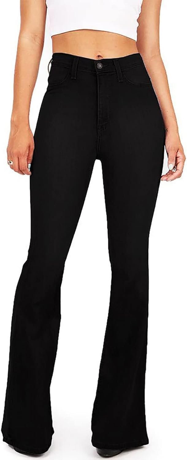 Flare Denims for Ladies, Ladies’s Excessive Waist Stretch Bell Backside Denims Black Flare Bootcut Denim Denims Pants Flare Denims for Ladies, Ladies’s Excessive Waist Stretch Bell Backside Denims Black Flare Bootcut Denim Denims Pants