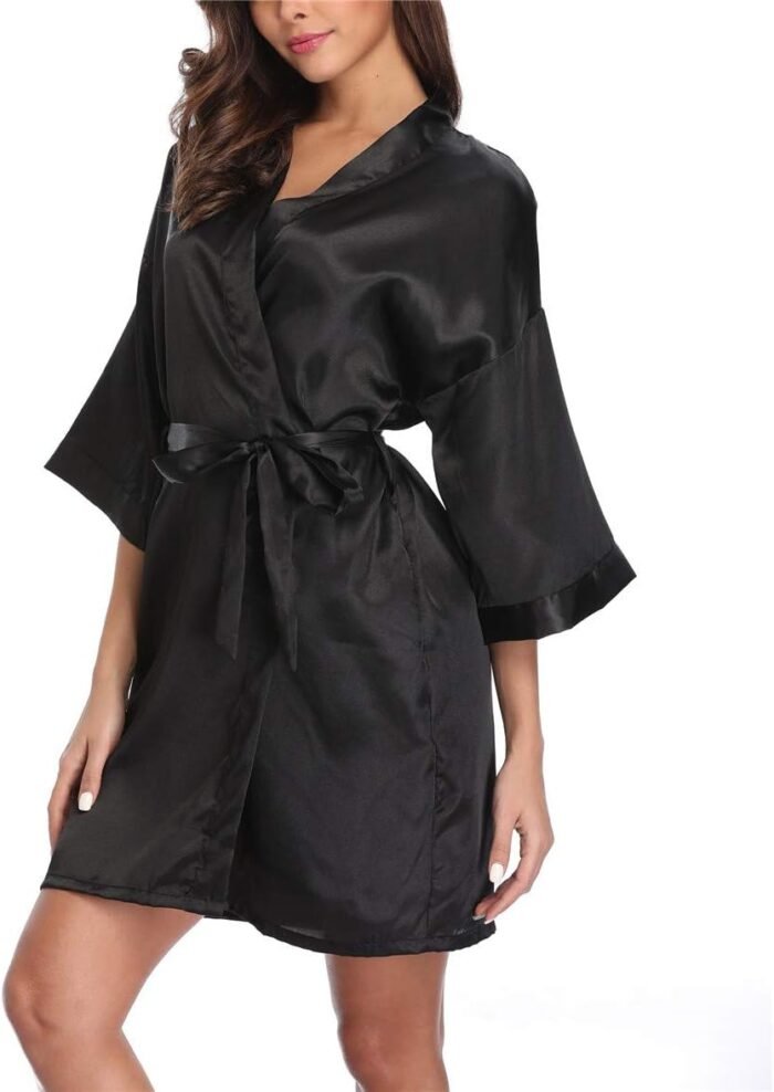 Girls’s Satin Kimono Robes Bridesmaid Wedding ceremony Robes Silky Bathrobes Summer season Loungewear