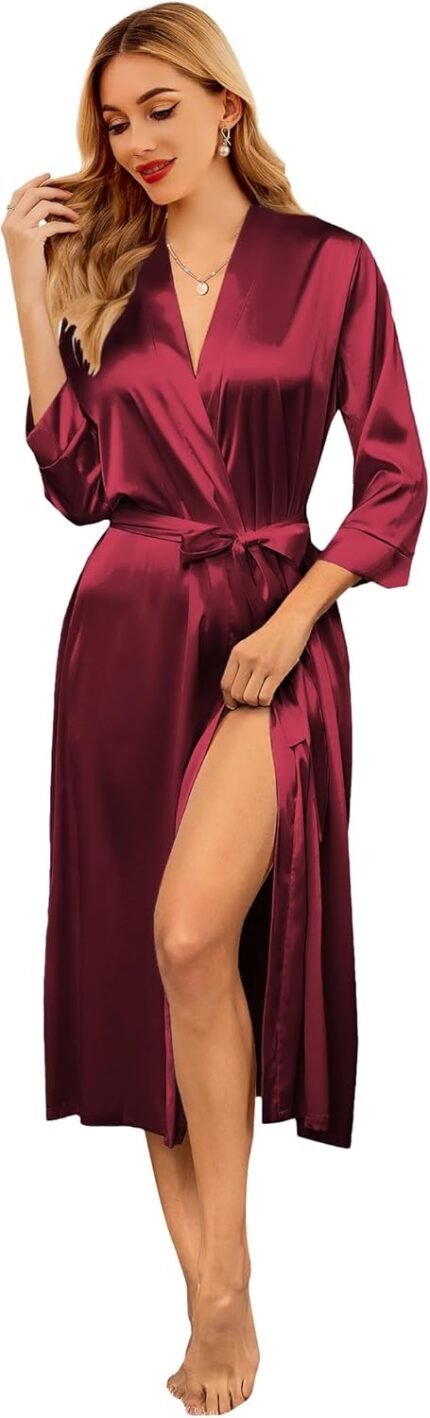 Ekouaer Silk Robes for Girls Lengthy Satin Bride Bridesmaid Wedding ceremony Celebration Robes Light-weight Horny Sleepwear with Pockets Ekouaer Silk Robes for Girls Lengthy Satin Bride Bridesmaid Wedding ceremony Celebration Robes Light-weight Horny Sleepwear with Pockets