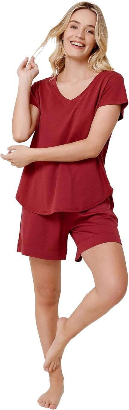 Pima Cotton Pajamas for Girls – Womens Pajama Units – Superior Mushy Womens Quick and T-Shirt Set