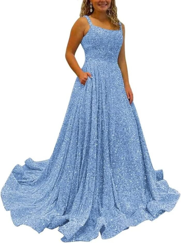 Sparkly Sequins A Line Promenade Dr…