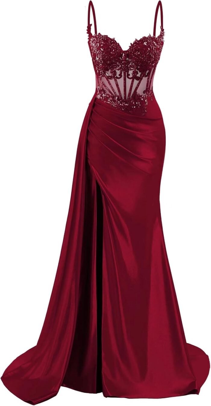 Spaghetti Strap Satin Promenade Dre…