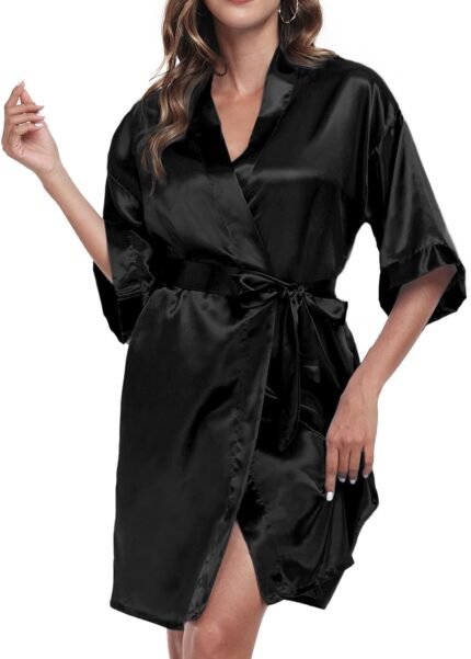 Ladies’s Satin Gown Quick Silky Bathrobes Bridesmaid Bride Marriage ceremony Get together Robes Attractive Kimono Sleepwear with Pockets Ladies’s Satin Gown Quick Silky Bathrobes Bridesmaid Bride Marriage ceremony Get together Robes Attractive Kimono Sleepwear with Pockets
