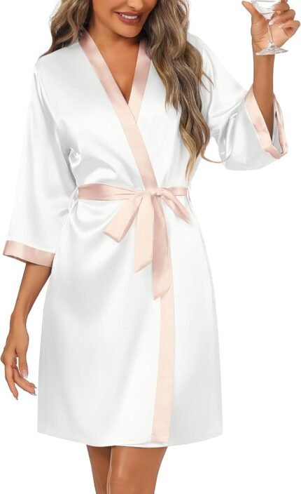 Ekouaer Girls’s Satin Robes Silk Kimono Bathrobe 3/4 Sleeve Bridal Bridesmaids Robes Smooth Silky Sleepwear S-XXL Ekouaer Girls’s Satin Robes Silk Kimono Bathrobe 3/4 Sleeve Bridal Bridesmaids Robes Smooth Silky Sleepwear S-XXL