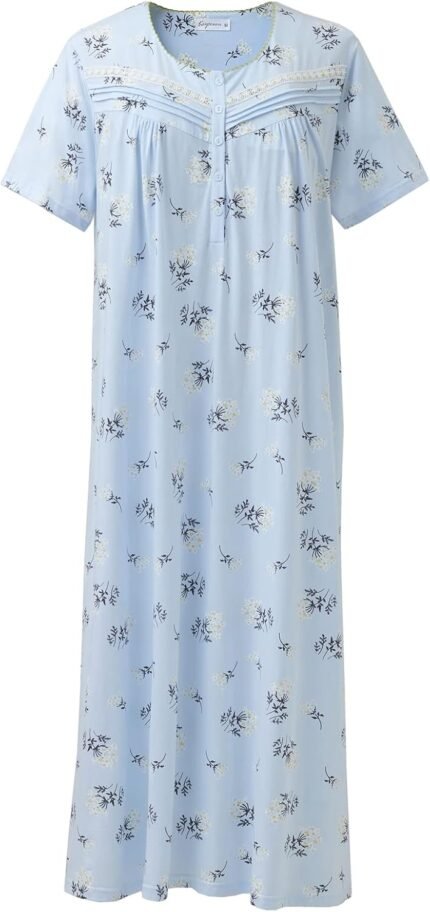 Keyocean Girls Nightgowns, Mushy 100% Cotton Quick Sleeves Cozy Women Nightdress
