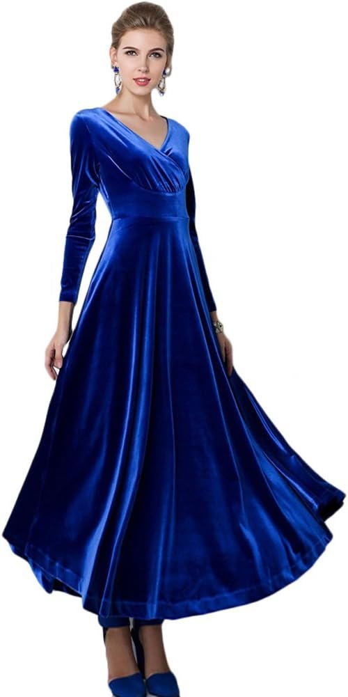 Ladies Elegant Velvet Lengthy Gown Night Get together Dancing Gown Christmas Maxi Gown