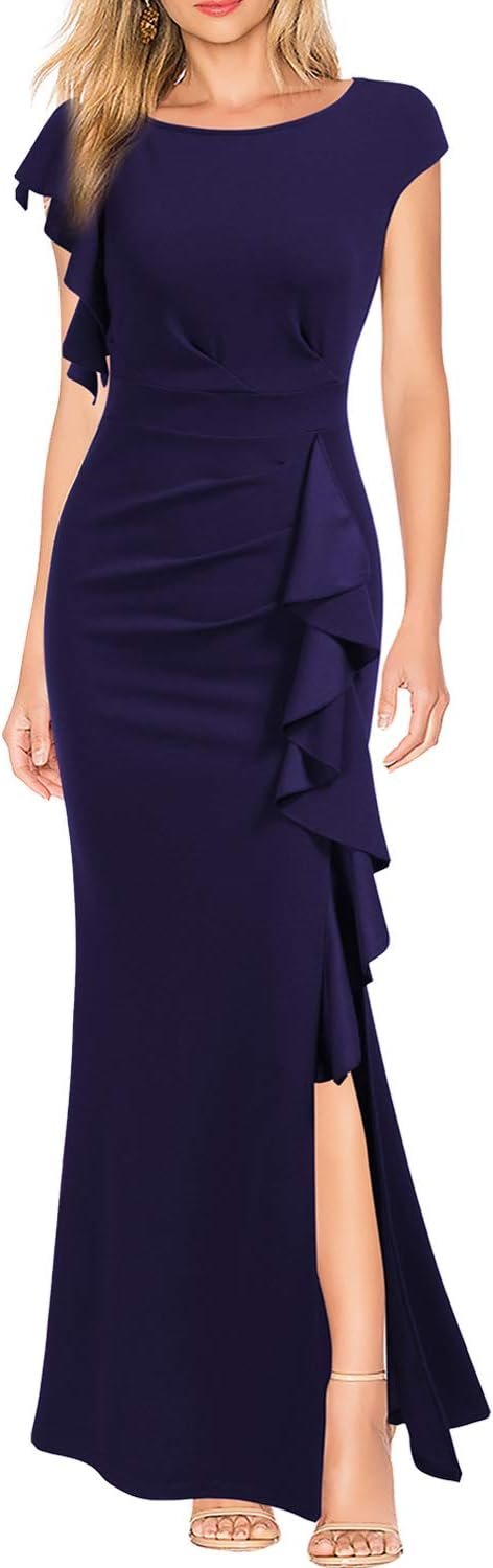 WOOSEA Girls’s Break up Bodycon Mermaid Night Cocktail Lengthy Costume