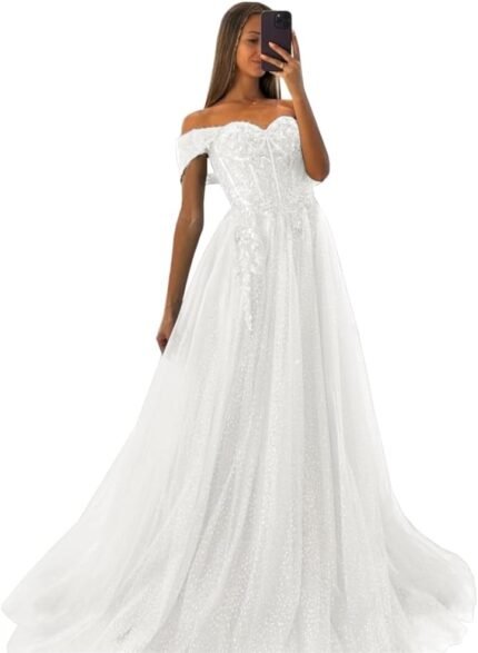 Off The Shoulder Tulle Promenade Dr…