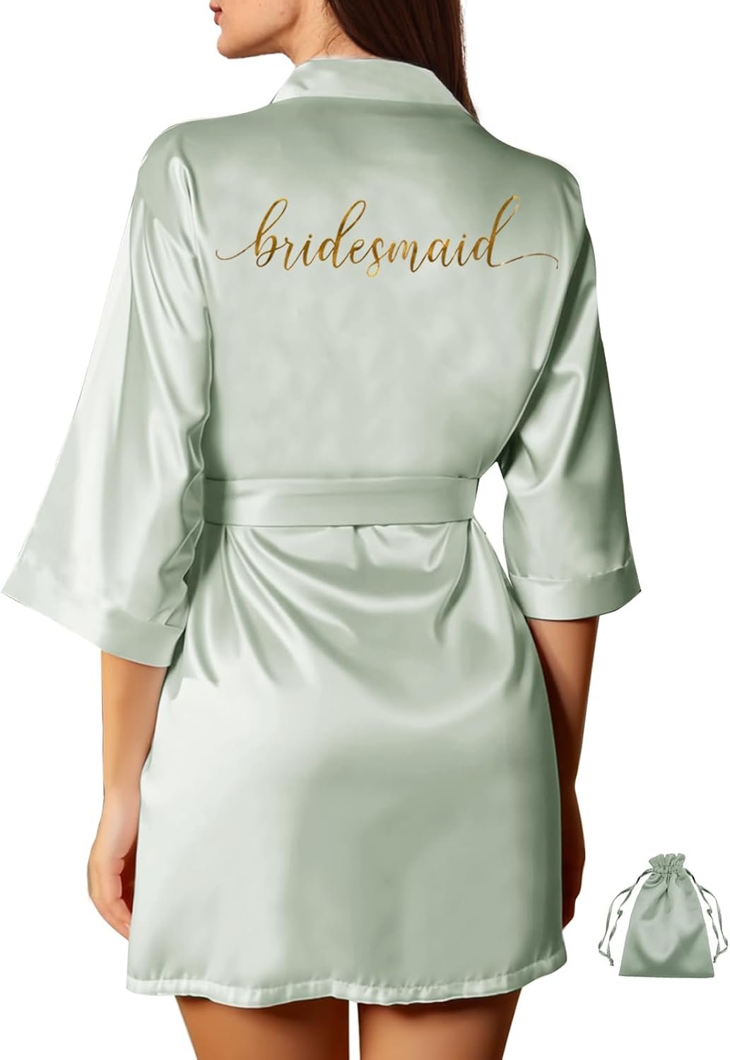 2Pcs Womens Satin Bridesmaid Robes Silky Wedding ceremony Bridal Bride Gown Robe Kimono