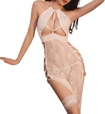 Ladies’s Lingerie pajamas horny slit lengthy skirt Cheongsam lace Ladies’s Lingerie pajamas horny slit lengthy skirt Cheongsam lace