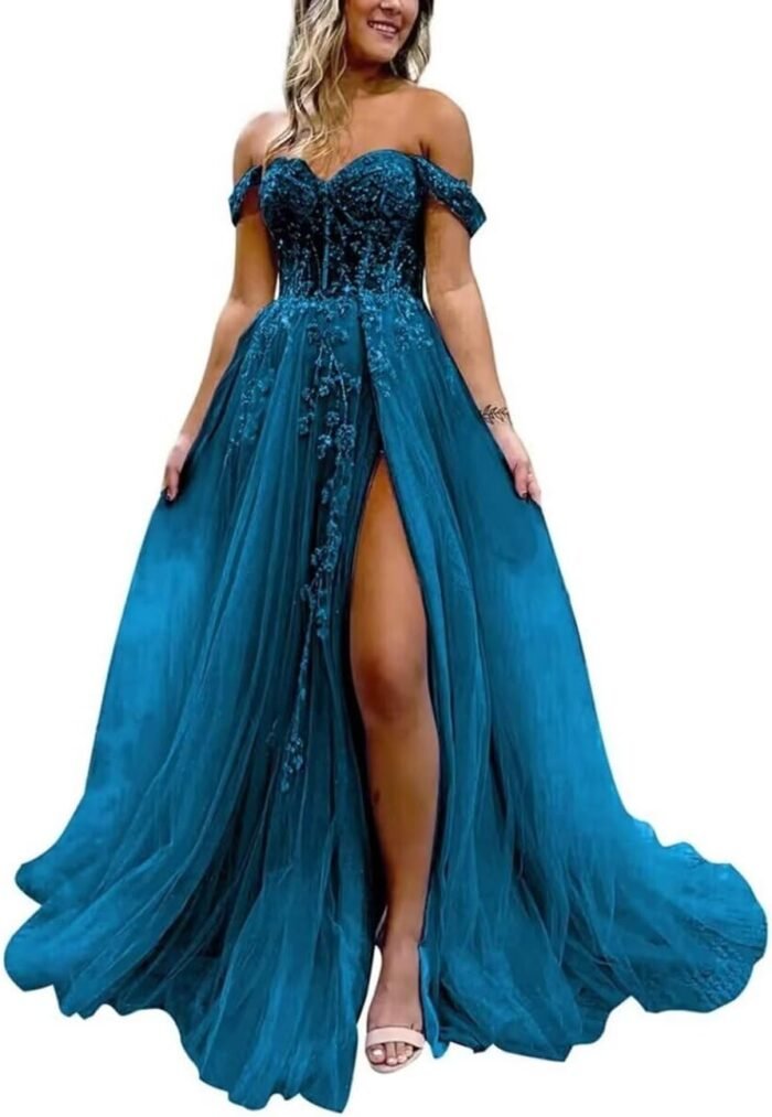 Off The Shoulder Tulle Promenade Dr…