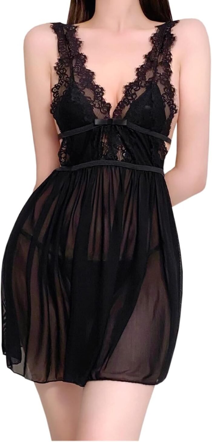 RUIBAVYA Girls’S Bodystocking Lingerie Costume Babydoll Lingerie Horny Sleepwear Lace Nightgown