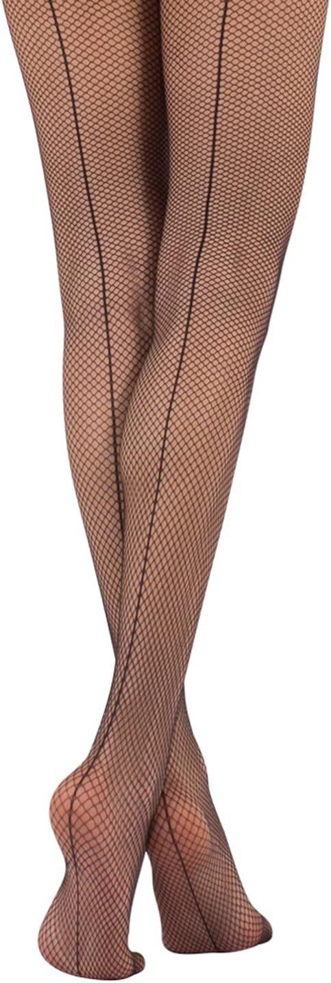 CALZITALY Fishnet Tights with Again Seam, Seamed Fishnet Pantyhose, Italian Hosiery