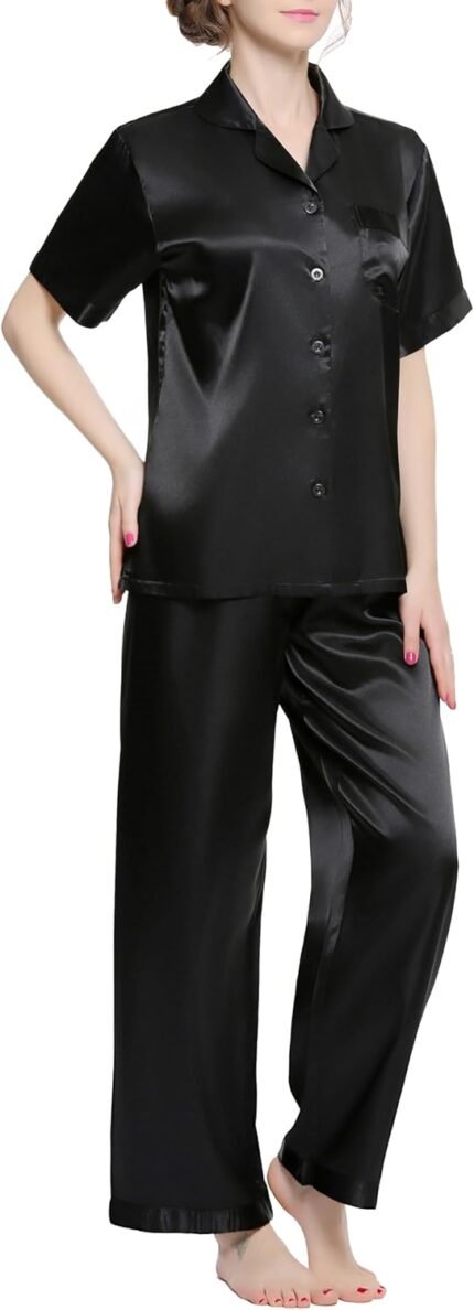Lavenderi Girls’s Quick Sleeves Classtic Satin Pajama Set