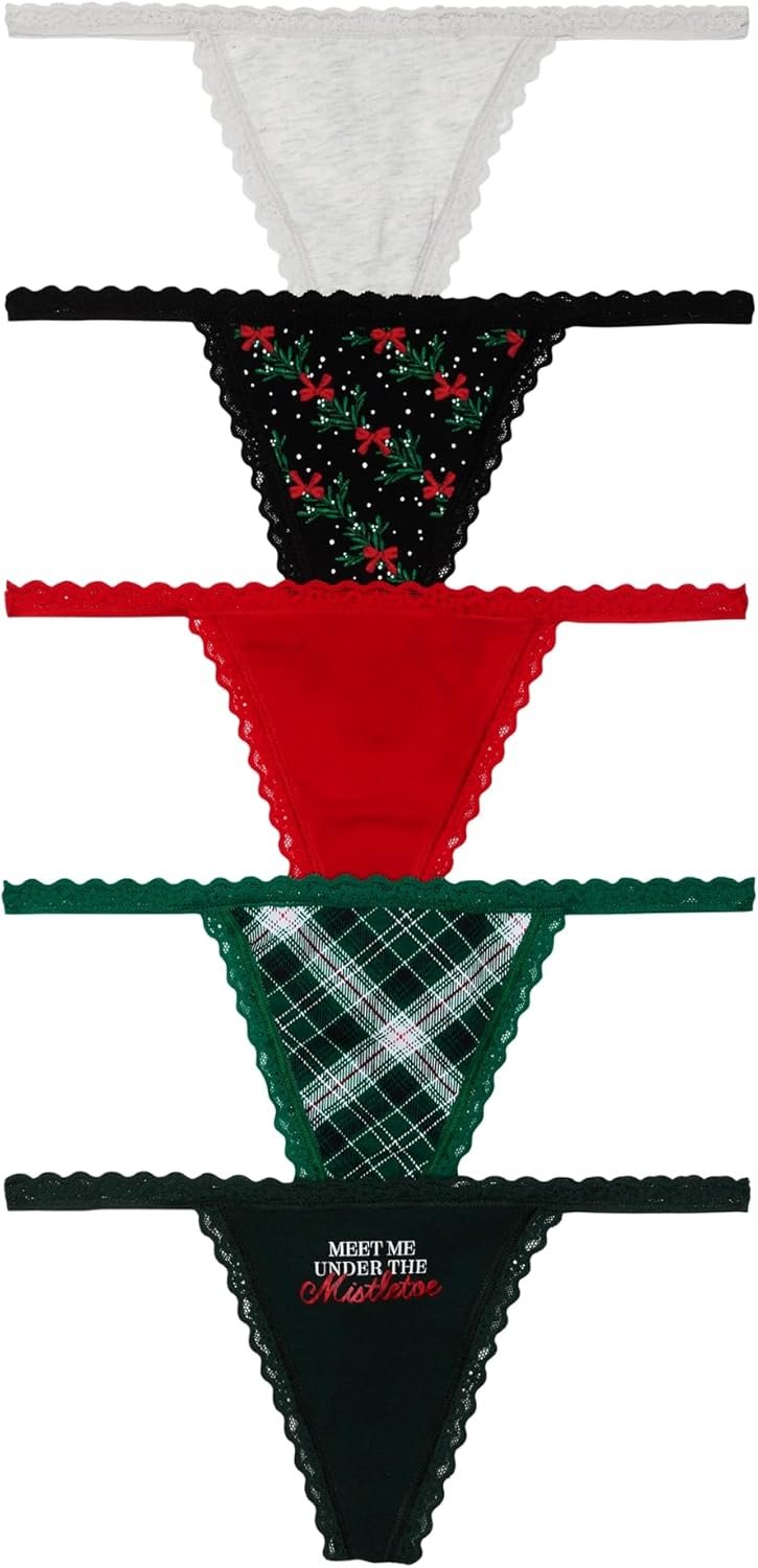 Victoria’s Secret Ladies’s Cotton V-String Thong Underwear, Panties for Ladies, Multi Pack (XS-XXL)