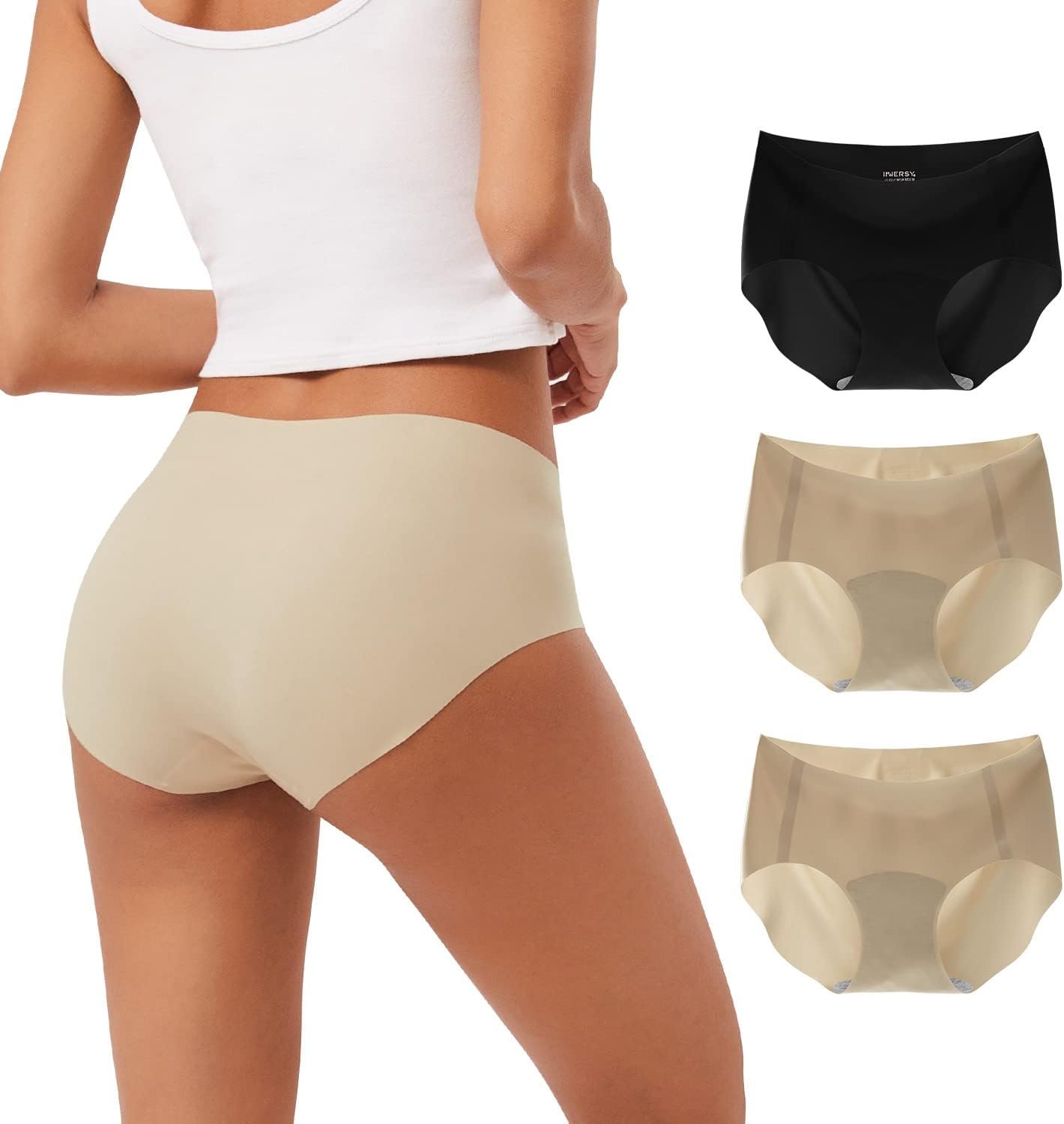 INNERSY Girls’s Seamless No Present Hipster Panties Invisible Gentle Underwear 3-Pack