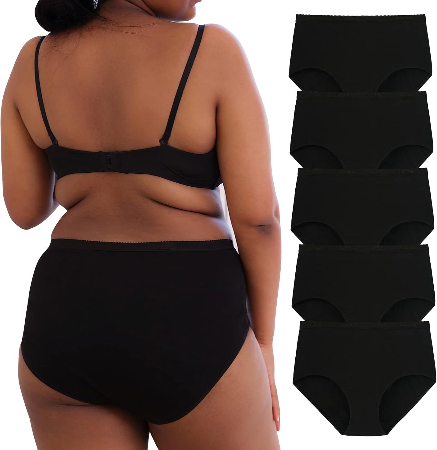 INNERSY Plus Dimension M-5XL Massive Curvy Girl Cotton Underwear Excessive Waist Briefs 5-Pack