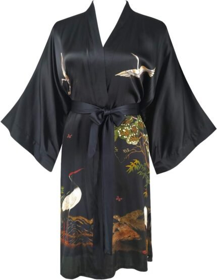 Ledamon Ladies’s 100% Silk Kimono Brief Gown