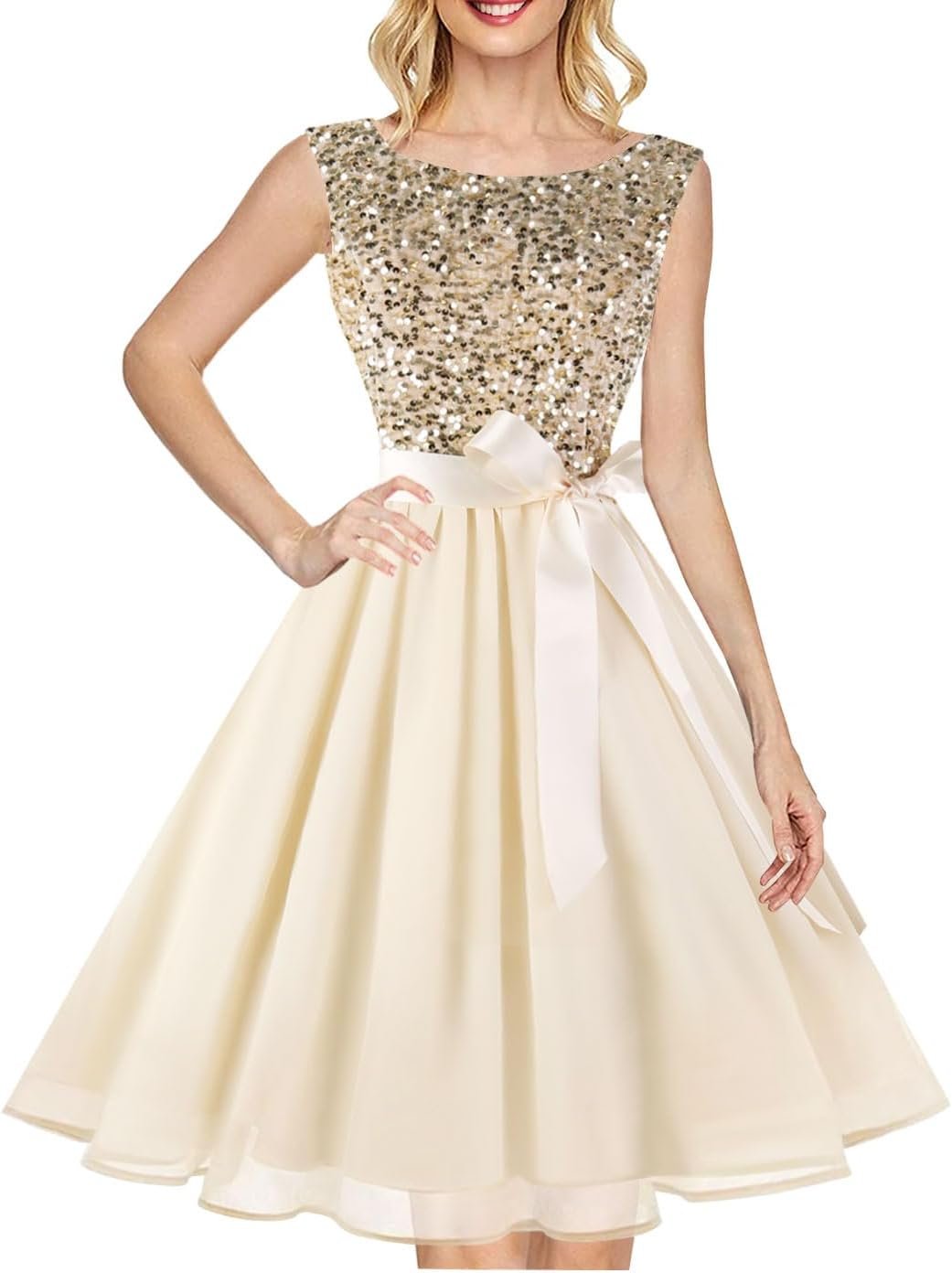 Hanpceirs Girls’s Boatneck Sleeveless Promenade Wedding ceremony Visitor Bridesmaid Attire Cocktail Costume