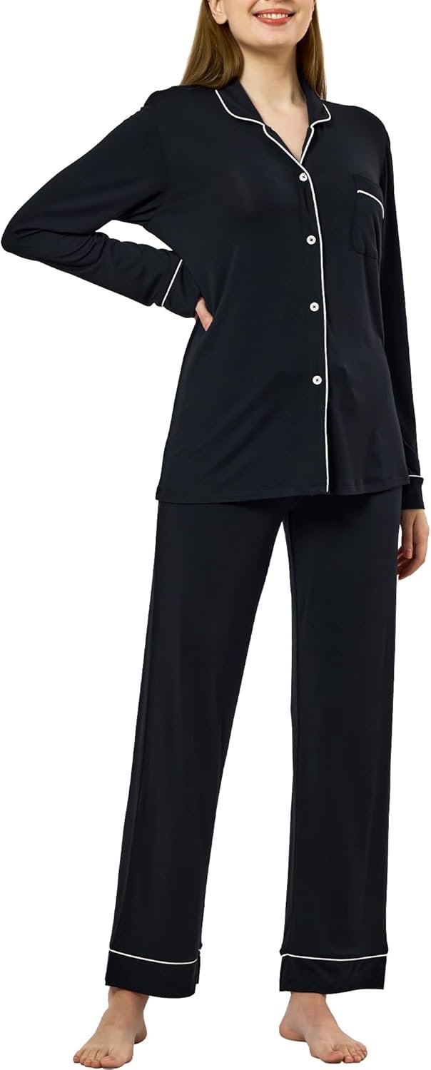 Ladies’s Pajamas Set 2 Piece Womens Lengthy Sleeve Pajama Units Tencel Rayon Cotton Pj Units for Ladies S-2XL