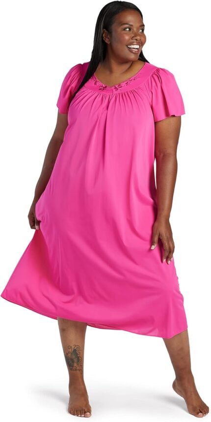 Miss Elaine Nightgown – Girls’s Lengthy Tricot Nightgown, Quick Flutter Sleeves, Comfy Light-weight Cloth, Sleepwear