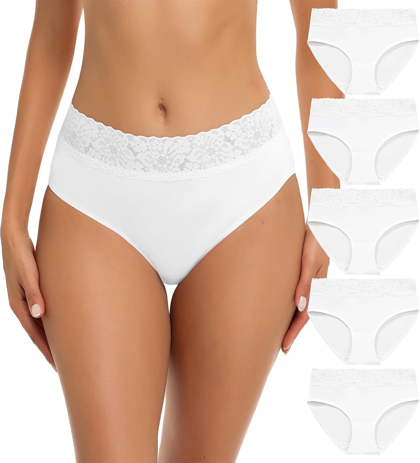 RHYFF Womens Underwear Cotton Bikini Panties Lace Tender Hipster Panty Women Stretch Full Briefs 5 Pack RHYFF Womens Underwear Cotton Bikini Panties Lace Tender Hipster Panty Women Stretch Full Briefs 5 Pack
