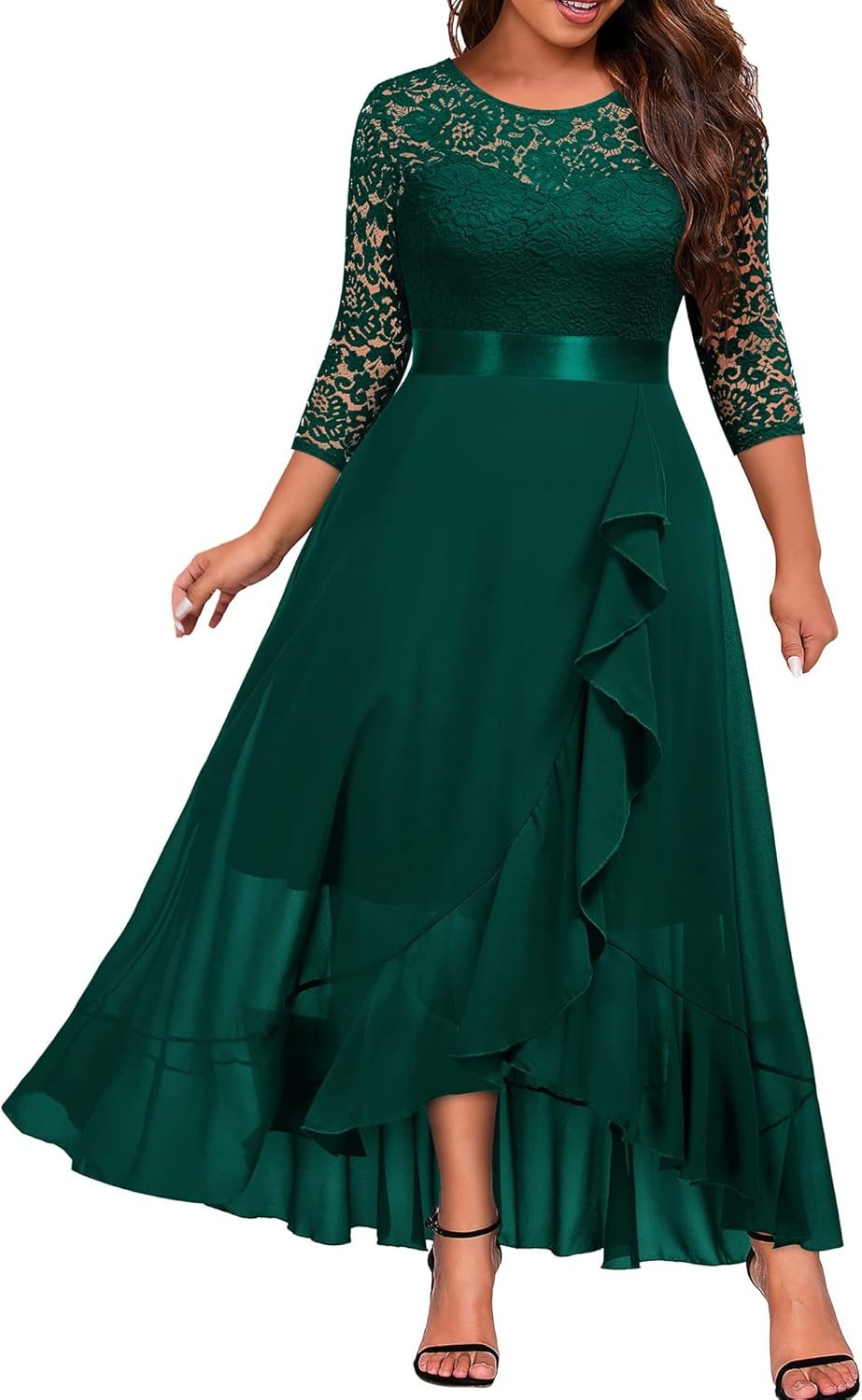 Miusol Girls’s Plus Measurement Elegant Ruffle Floral Lace Bridesmaid Maxi Costume Miusol Girls’s Plus Measurement Elegant Ruffle Floral Lace Bridesmaid Maxi Costume
