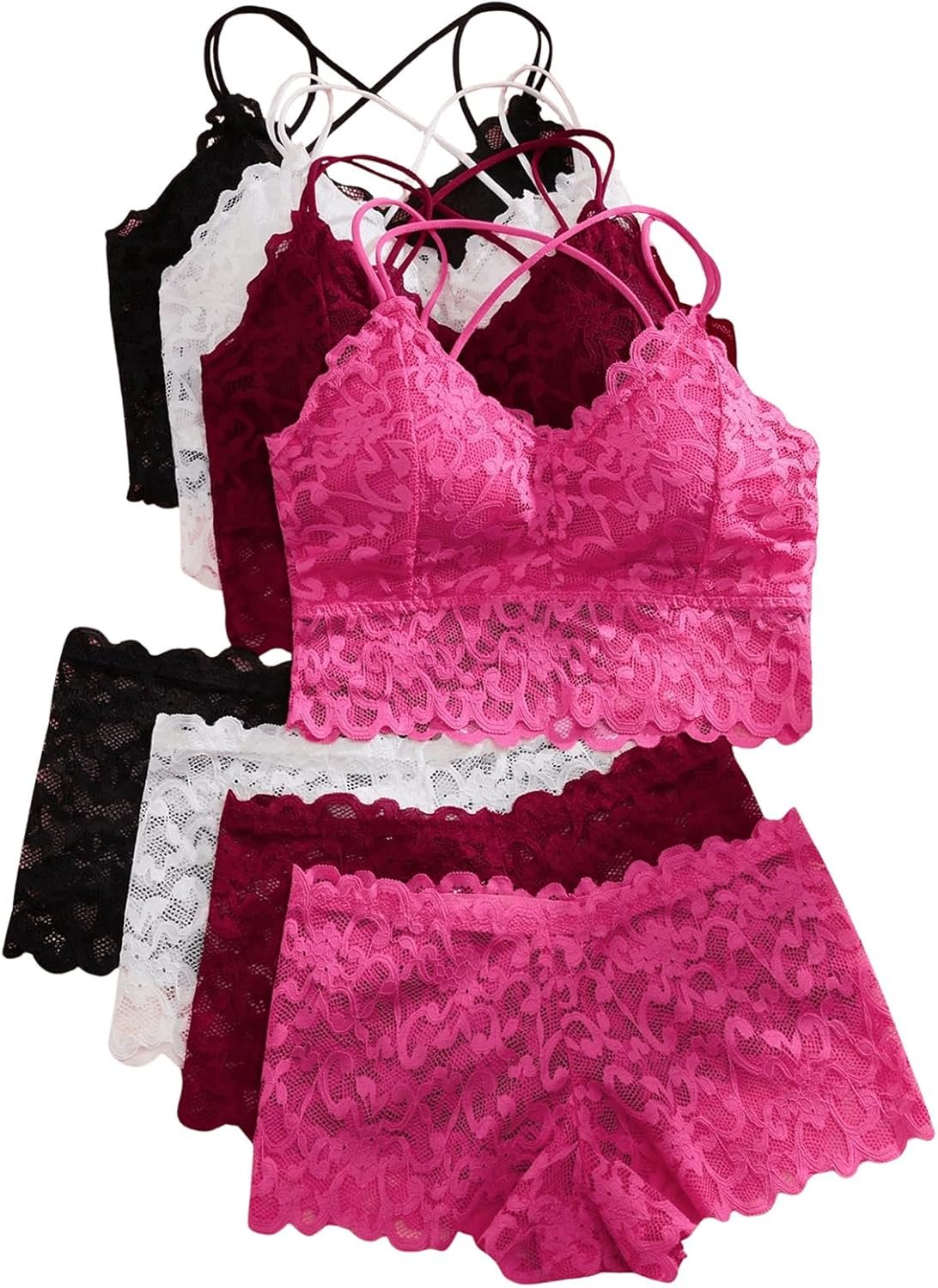 MakeMeChic Girls’s Lingerie Set Matching Lace Bra and Panty Set MakeMeChic Girls’s Lingerie Set Matching Lace Bra and Panty Set
