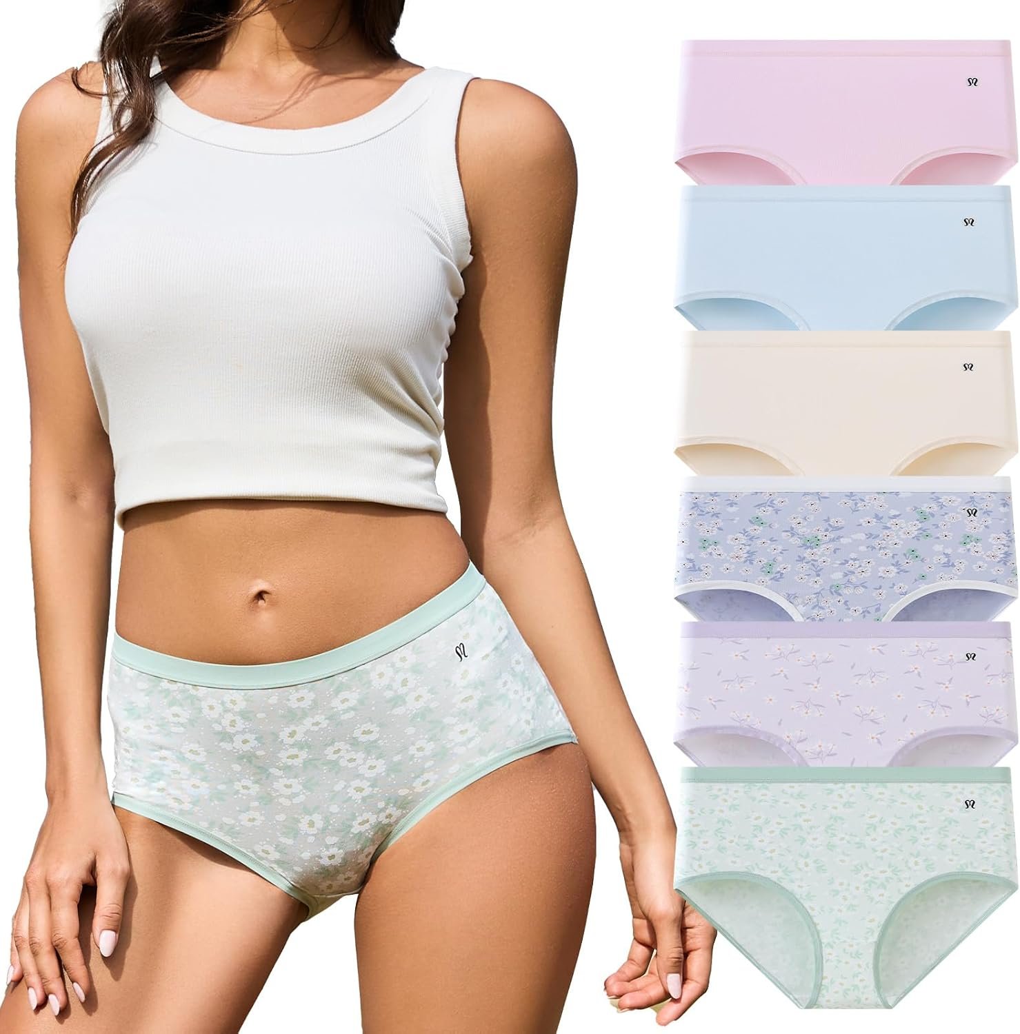 Womens Breathable Underwear，Retains You Cool ，Tummy Management Excessive Waisted Comfortable Full Protection Panties Multipack