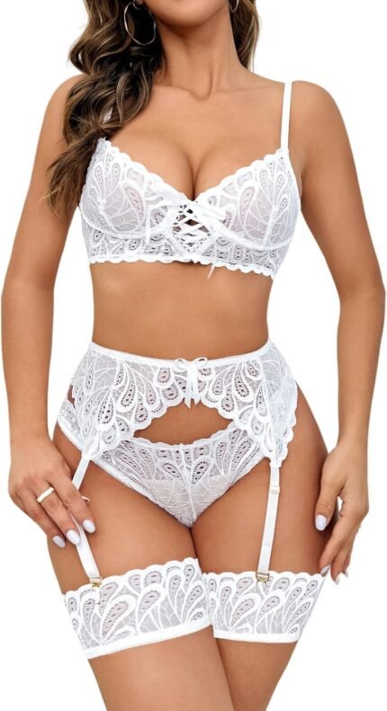 Ladies’s Lingerie Lace Attractive Bra and Panty Units Two Piece Garter Lingerie Set Boudoir Outfits Ladies’s Lingerie Lace Attractive Bra and Panty Units Two Piece Garter Lingerie Set Boudoir Outfits