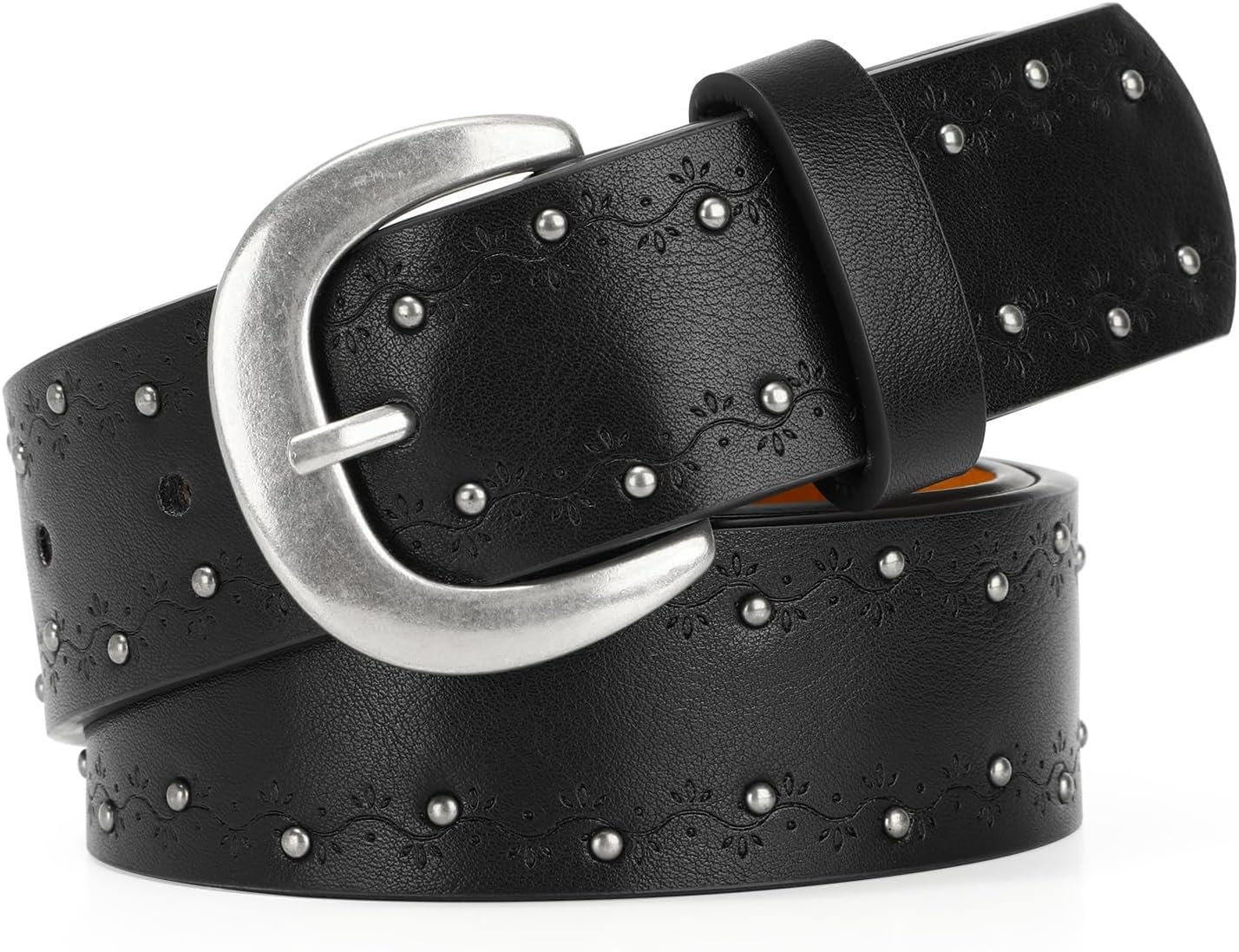 VONMELLI Womens Leather Embossed Belt for Jean Pant Waist Studded Ladies Belt for Dress with Pin Buckle VONMELLI Womens Leather Embossed Belt for Jean Pant Waist Studded Ladies Belt for Dress with Pin Buckle