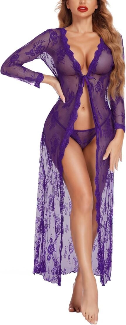 Avidlove Horny Lace Gown for Girls Lingerie Bridal Lace Babydoll Gown Lingerie Sheer Marriage ceremony Robe