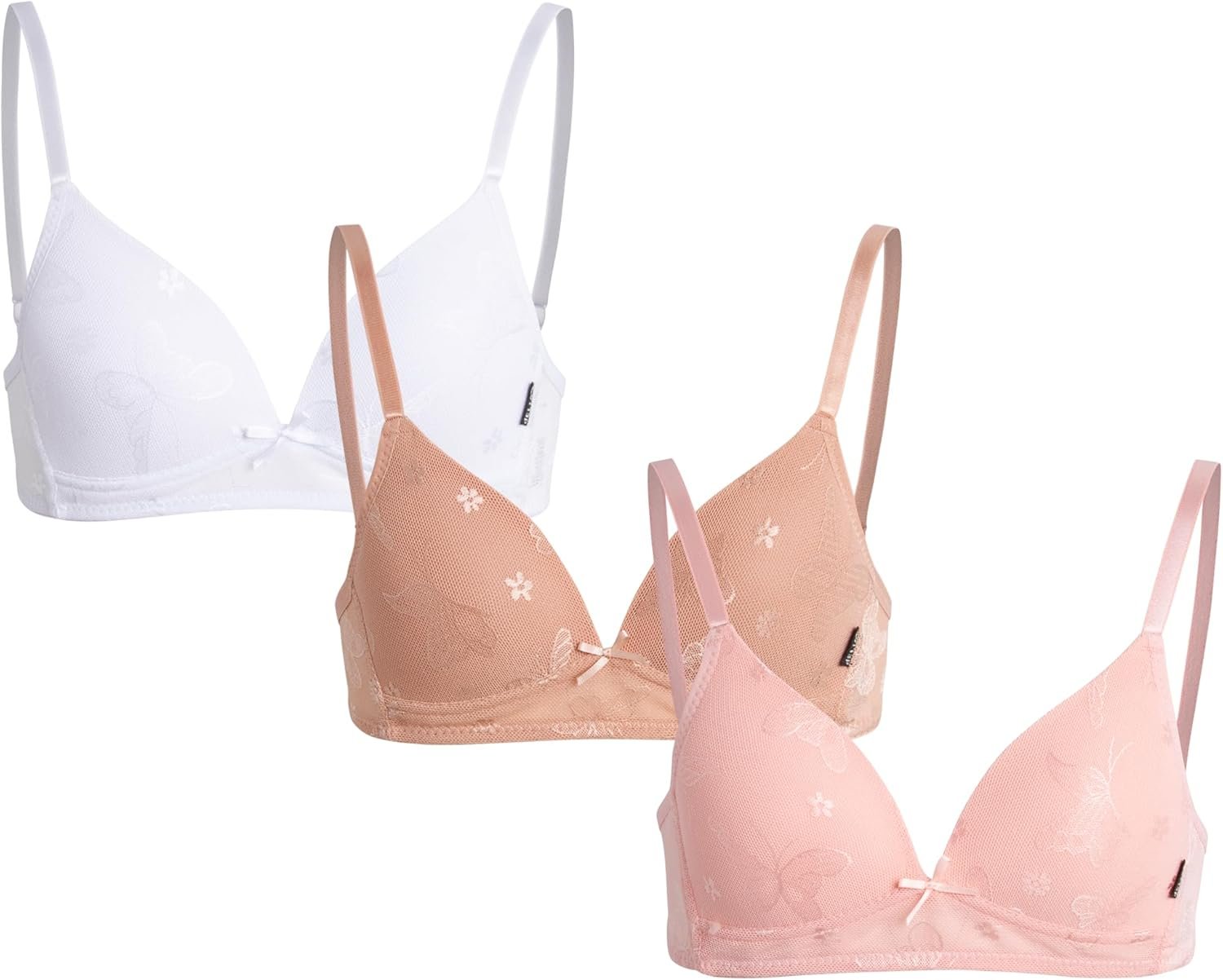 Ladies’ Coaching Bra – 3 Pack Adjustable Spaghetti Straps Seamless Bras – Wi-fi Bras for Ladies (Sizes: 32A-36A)