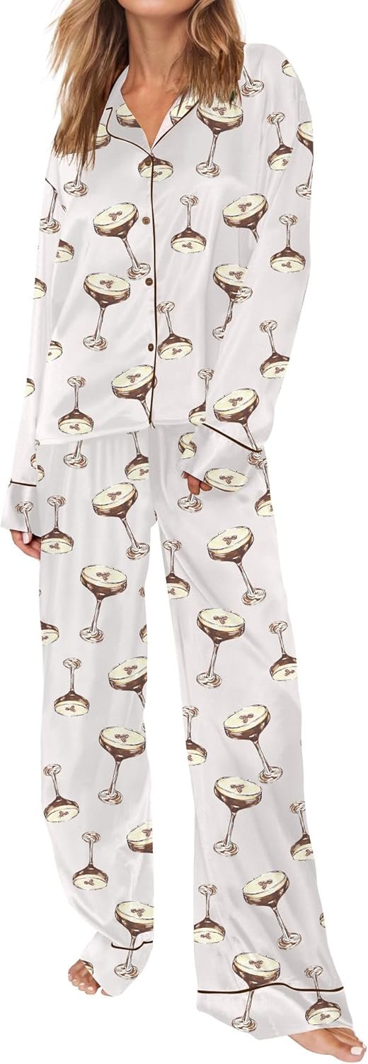 SHESHOW Satin Pajamas for Girls Set Lengthy Sleeve Button Down Sleepwear 2 Piece Nightwear Girls Pjs Units Measurement XS-XXL