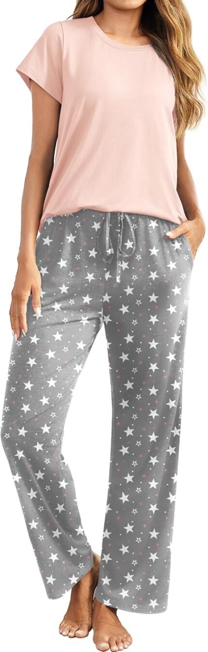 Ekouaer Girls’s Pajamas 2 Piece Pajama Units Gentle Quick Sleeve Sleepwear Women Lounge Units Ekouaer Girls’s Pajamas 2 Piece Pajama Units Gentle Quick Sleeve Sleepwear Women Lounge Units