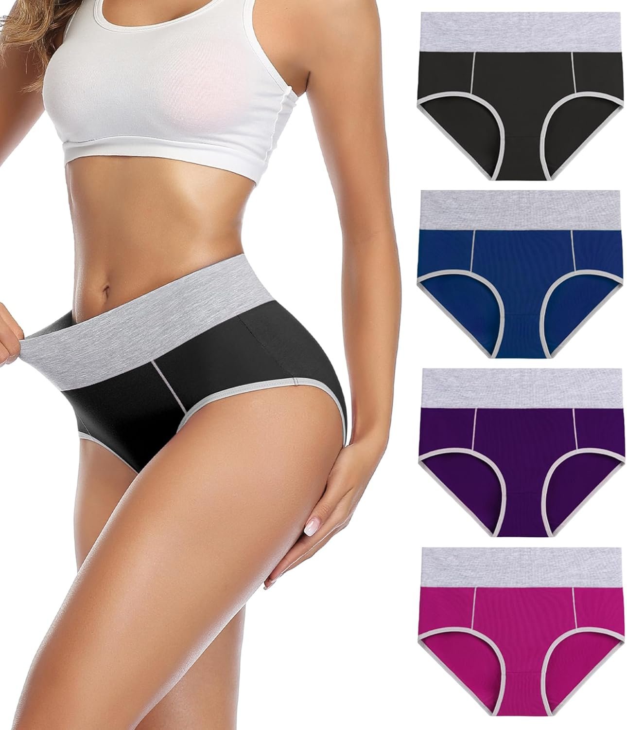 wirarpa Girls’s Cotton Underwear Excessive Waist Breathable Briefs Mushy Underpants Girls Stretch Panties 4 Pack