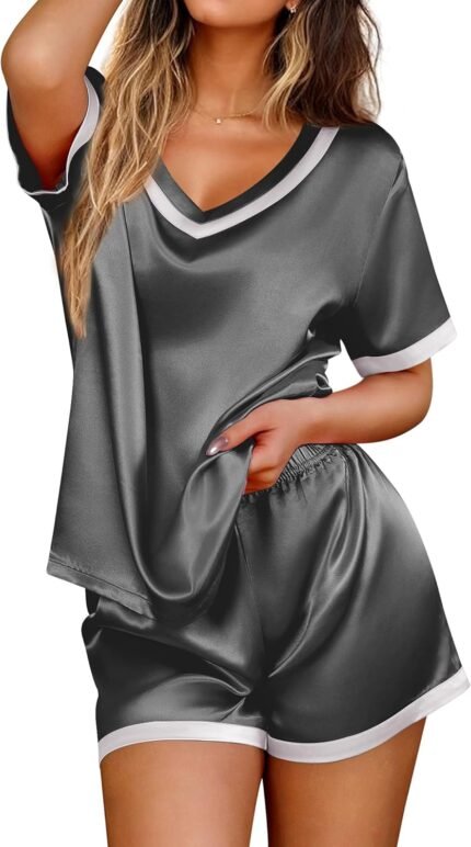 Ekouaer Silk Pajamas for Women Short Sleeve Satin Sleepwear Soft 2 Piece Pjs Shorts Set Loungewear,S-XX Ekouaer Silk Pajamas for Women Short Sleeve Satin Sleepwear Soft 2 Piece Pjs Shorts Set Loungewear,S-XX