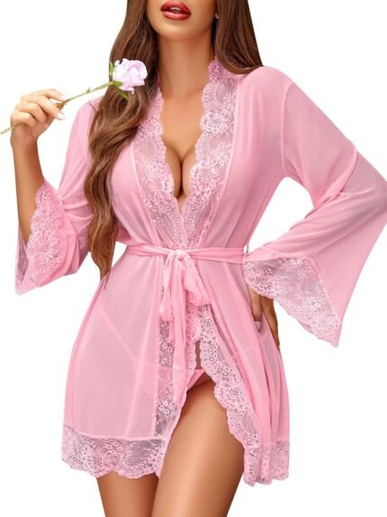 Avidlove Women Lace Kimono Robe Babydoll Sexy Lingerie Mesh Chemise Nightgown Cover Up Avidlove Women Lace Kimono Robe Babydoll Sexy Lingerie Mesh Chemise Nightgown Cover Up