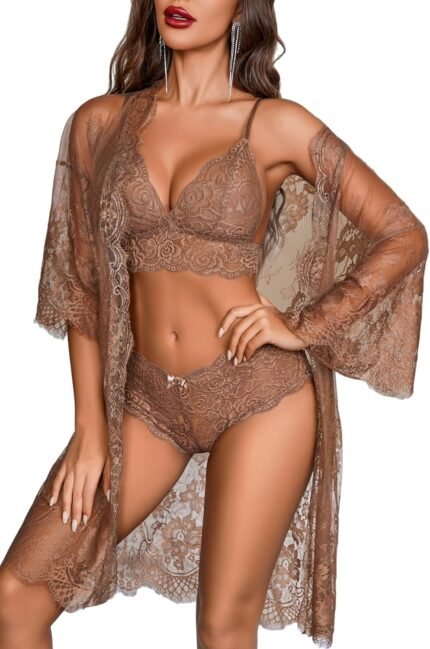 Avidlove Ladies Horny Lingerie Set 3 Piece Bra and Panty Units with Lace Kimono Gown Sleepwear Mesh Nightgown Avidlove Ladies Horny Lingerie Set 3 Piece Bra and Panty Units with Lace Kimono Gown Sleepwear Mesh Nightgown