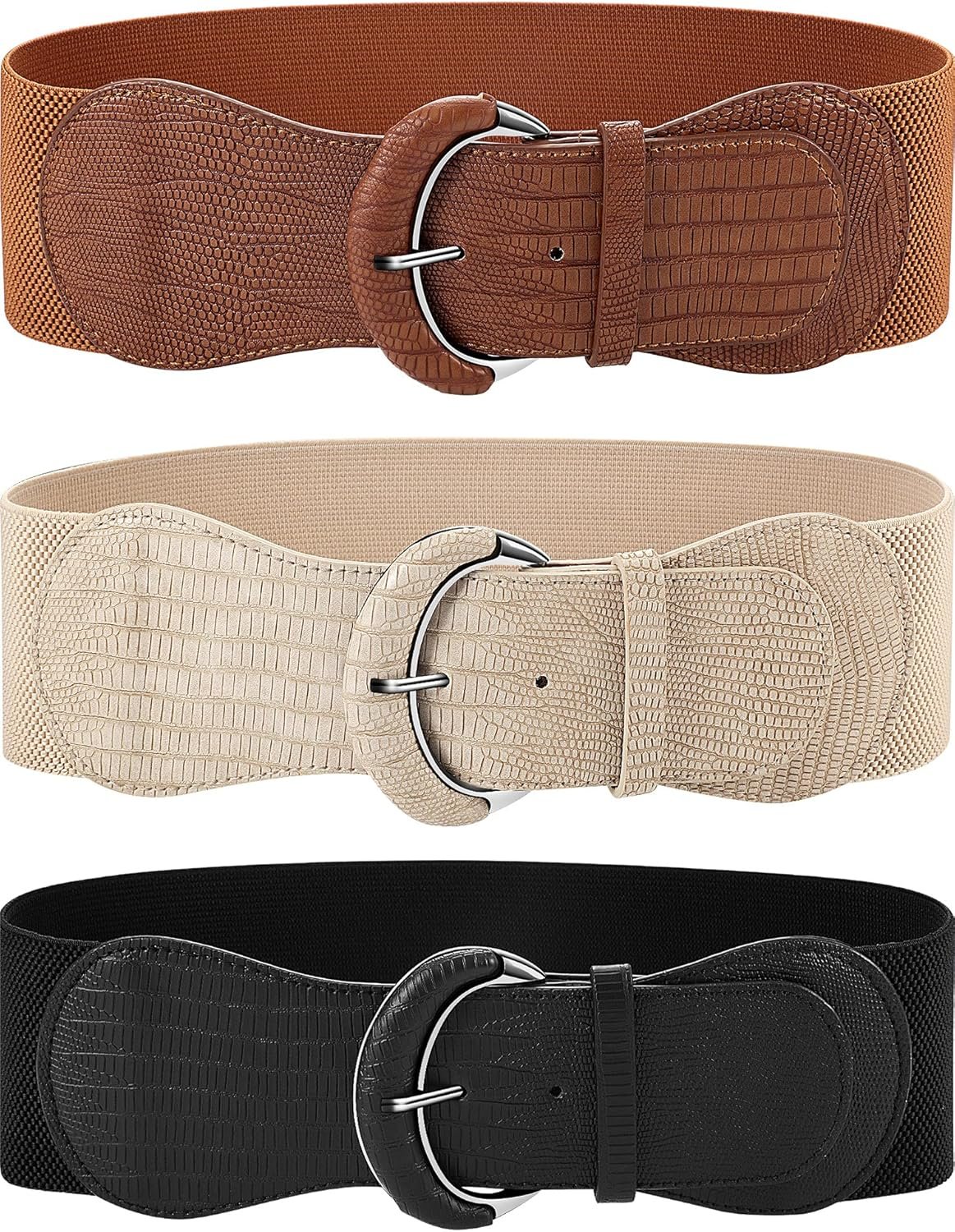 SATINIOR 3 Pieces Women Wide Elastic Belt for Dress Women Stretchy Cinch Leather Belt for Ladies Dress Decoration SATINIOR 3 Pieces Women Wide Elastic Belt for Dress Women Stretchy Cinch Leather Belt for Ladies Dress Decoration
