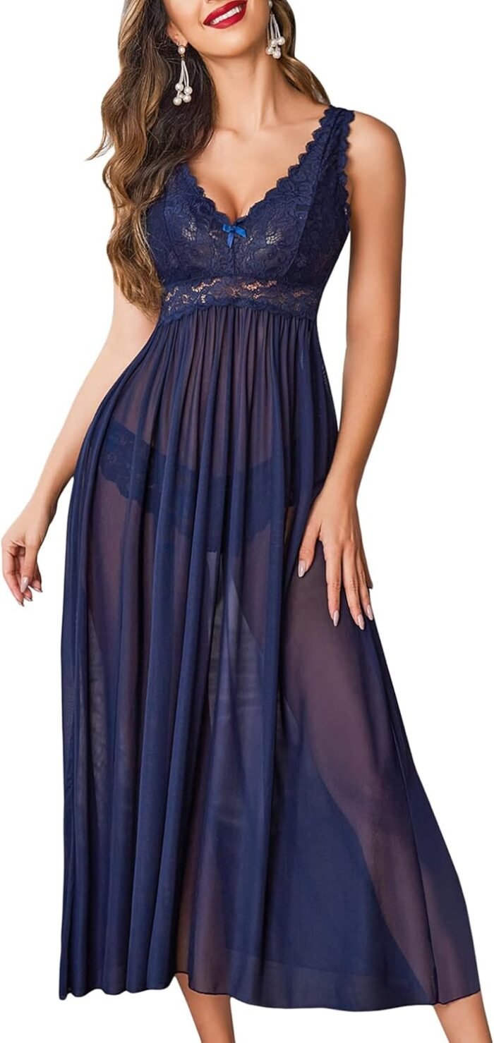 Avidlove Women Lingerie Lace Babydoll Nightdress Mesh Chemise V Neck Sleepwear
