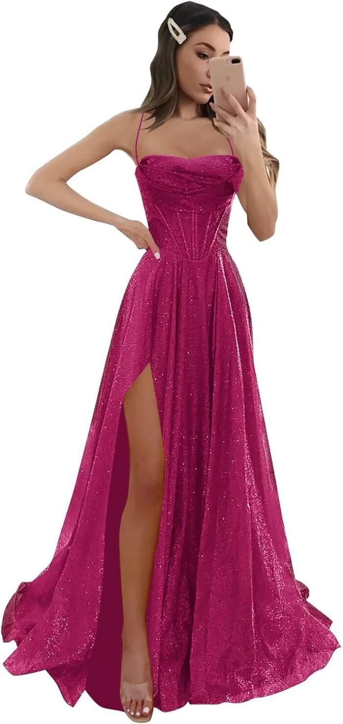 Cowl Neck Promenade Clothes Lengthy fo…