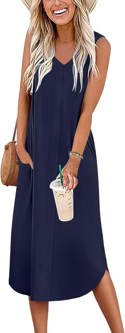 Ekouaer Cotton Nightgowns for Ladies Sleeveless Sleepshirt Lengthy Sleepwear Tank Nightshirt Maxi Informal Costume with Pockets S-2XL Ekouaer Cotton Nightgowns for Ladies Sleeveless Sleepshirt Lengthy Sleepwear Tank Nightshirt Maxi Informal Costume with Pockets S-2XL