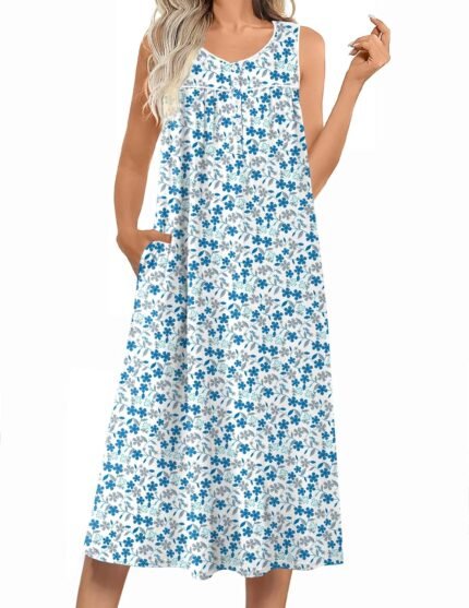 Ekouaer Nightgowns for Girls Lengthy Sleeveless Night time Robes Women Gentle Nightdress Victorian Sleepwear with Pockets S-XXXL Ekouaer Nightgowns for Girls Lengthy Sleeveless Night time Robes Women Gentle Nightdress Victorian Sleepwear with Pockets S-XXXL