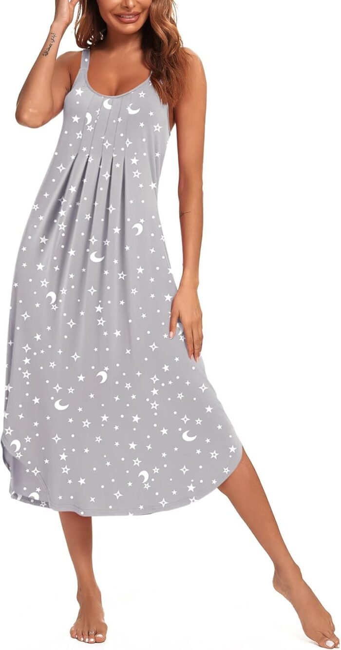 Ekouaer Girls’s Sleeveless Nightgown Lengthy Nightgowns for Girls Full Slip Comfortable Nightshirt Large Strap Sleepwear Lounge Attire