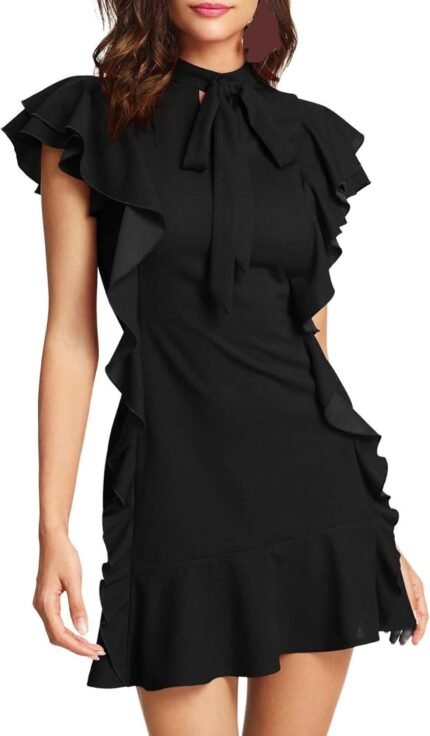 Floerns Women’s Tie Neck Short… Floerns Women’s Tie Neck Short…