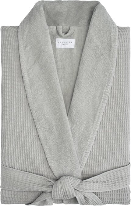 Kassatex Lodge Waffle Terry Gown, Small/Medium, Grey Kassatex Lodge Waffle Terry Gown, Small/Medium, Grey