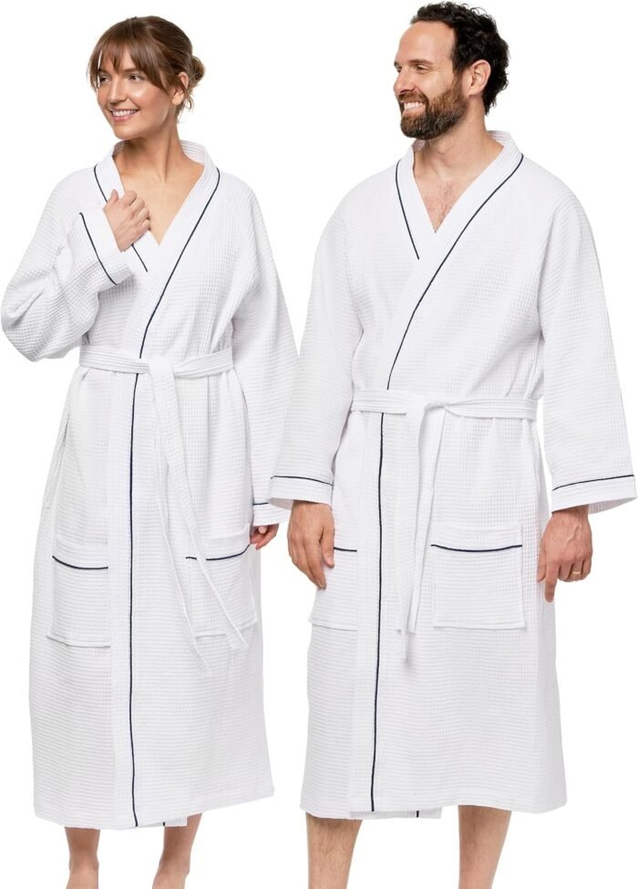Kaufman Waffle Robes | Personalized & Monogramed | Unisex 100% Cotton Soft Luxury Bathrobes for Men & Women, Spa & Hotel