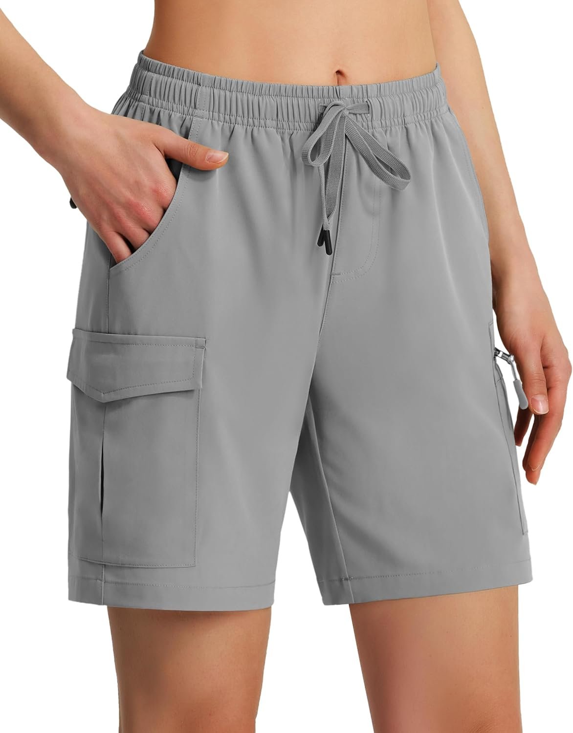Ksmien Ladies’s 7″ Mountain climbing Cargo Shorts Li…
